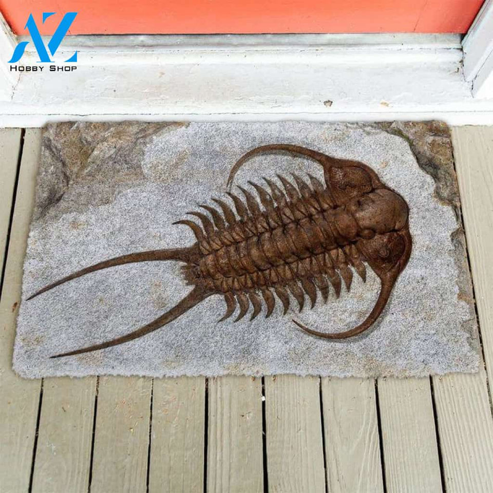 3D Trilobite Fossil Funny Indoor And Outdoor Doormat Gift For Archeology Lovers Birthday Gift Decor Warm House Gift Welcome Mat