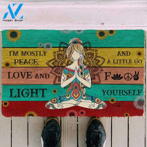 3D Yoga I Am Mostly Peace Love And Light Custom Doormat | Welcome Mat | House Warming Gift
