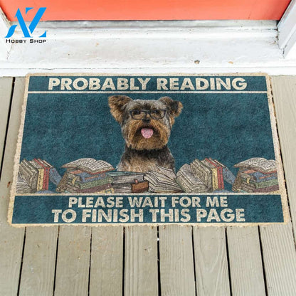 3D Yorkshire Terrier Probably Reading Please Wait Custom Doormat | Welcome Mat | House Warming Gift