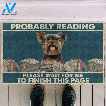 3D Yorkshire Terrier Probably Reading Please Wait Custom Doormat | Welcome Mat | House Warming Gift