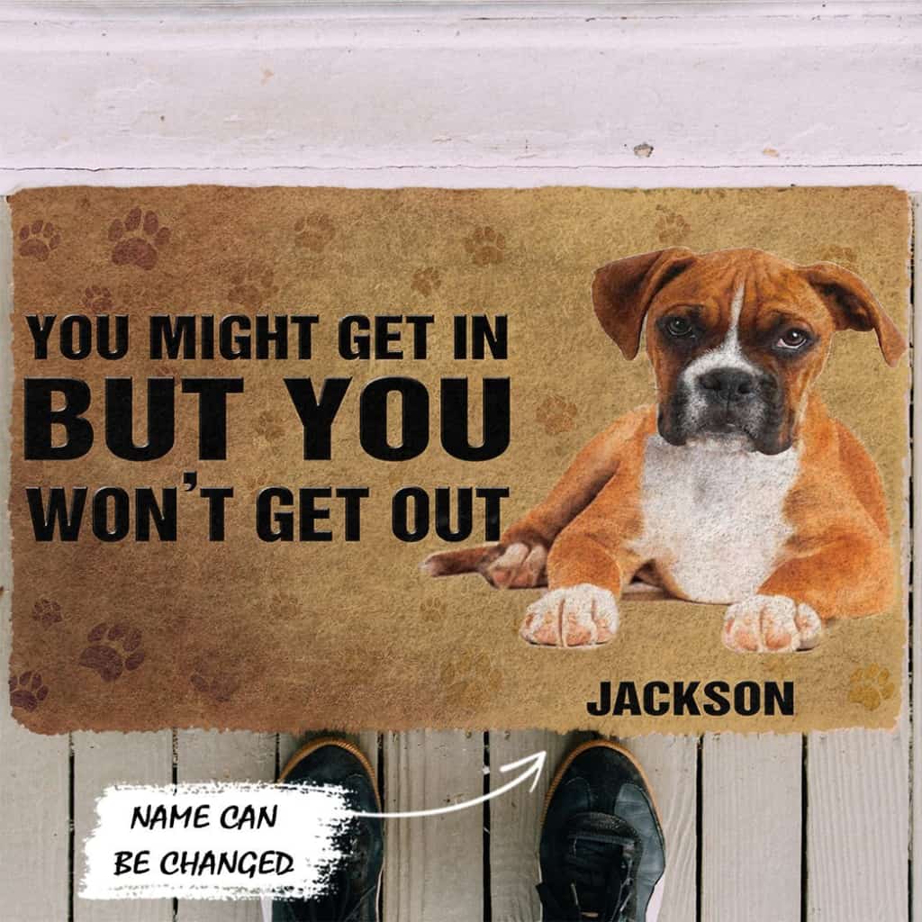 3D You Might Get In Boxer Dog Custom Name Doormat