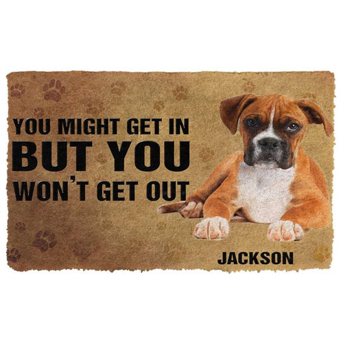 3D You Might Get In Boxer Dog Custom Name Doormat