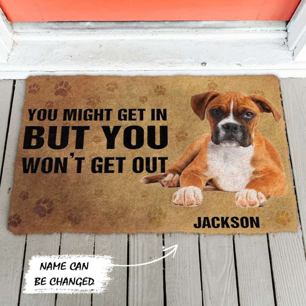 3D You Might Get In Boxer Dog Custom Name Doormat