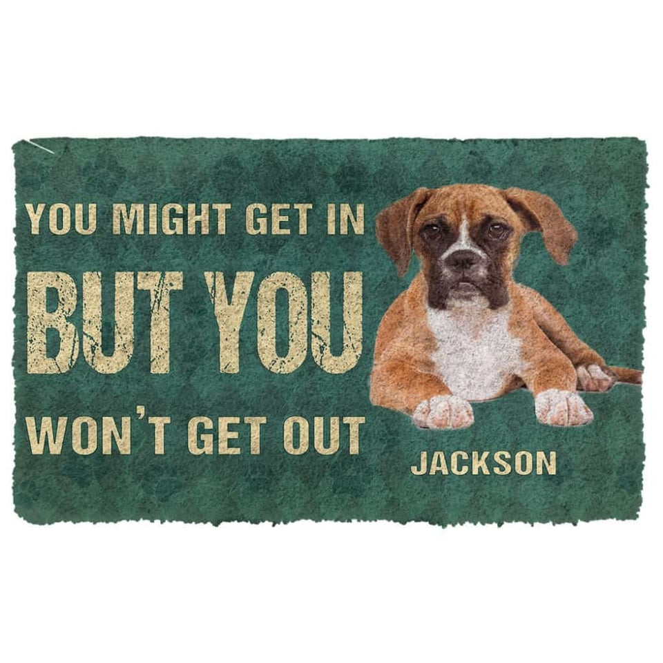 3D You Might Get In But You Wont Get Out Boxers Dog Doormat