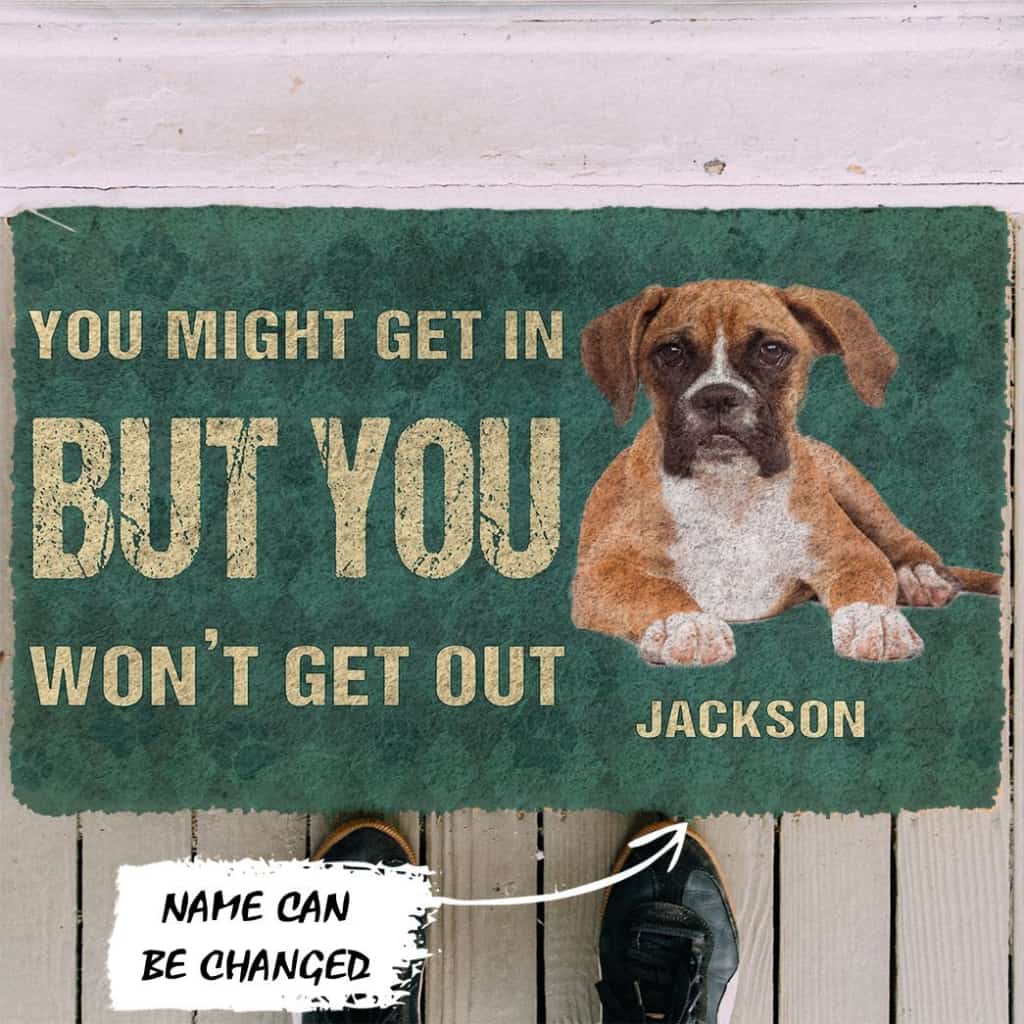 3D You Might Get In But You Wont Get Out Boxers Dog Doormat