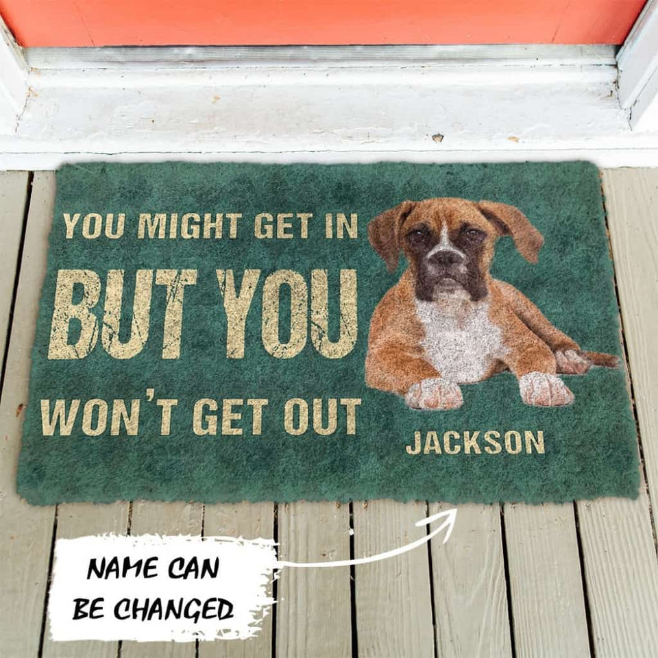 3D You Might Get In But You Wont Get Out Boxers Dog Doormat