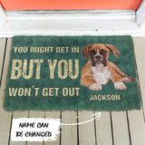 3D You Might Get In But You Wont Get Out Boxers Dog Doormat
