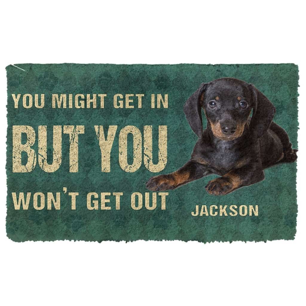 3D You Might Get In But You Wont Get Out Dachshunds Dog Doormat