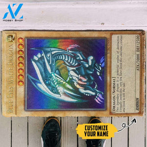 3D Yugioh Ultra Rare 1st Edition Blue Eyes White Dragon Card Custom Name Doormat | Welcome Mat | House Warming Gift