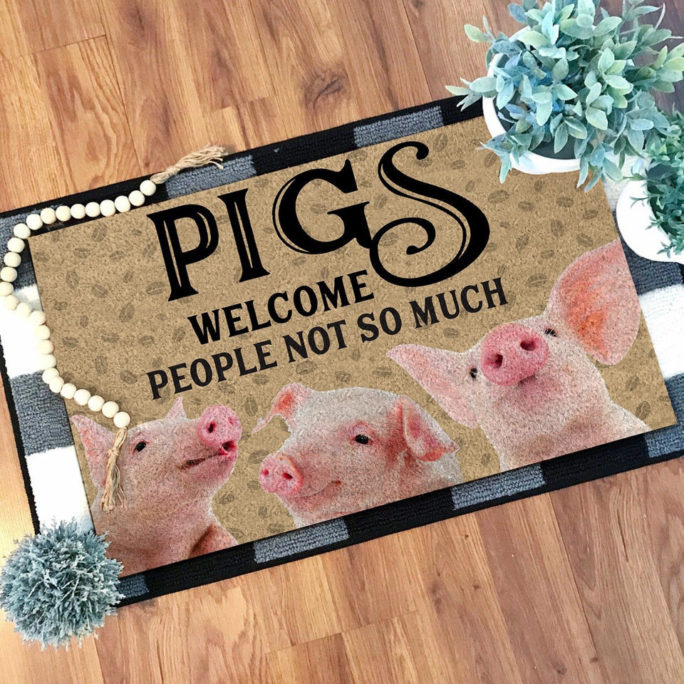 Pigs Welcome People Not So Much Doormat | Colorful | Size 8x27'' 24x36''