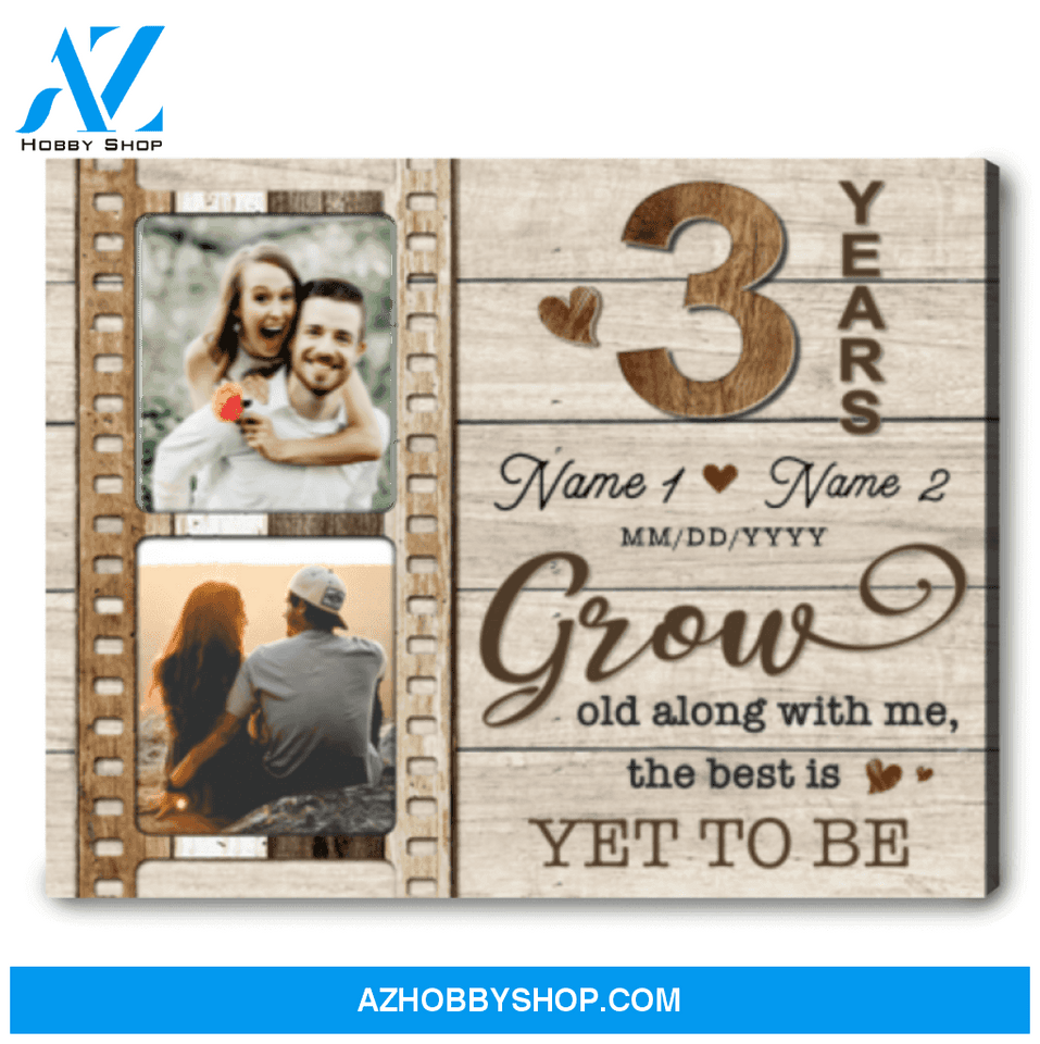 3rd Wedding Anniversary Gift For Wife Custom 3rd Anniversary Gift Personalized Anniversary Canvas Print