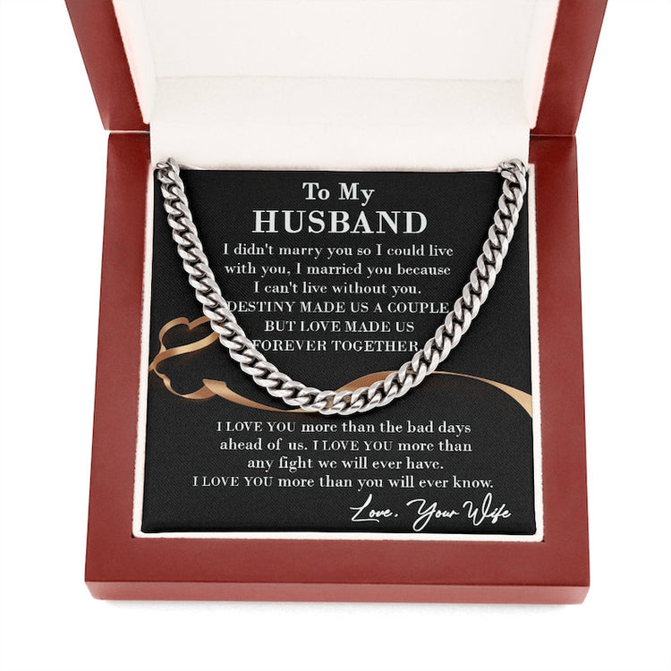 Husband Necklace, To My Husband Necklace I Love You More Than You Will Ever Know, Necklace For Husband, Cuban Link Chain Necklace - TGV
