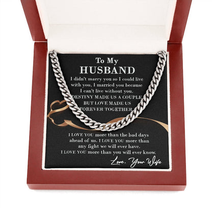 Husband Necklace, To My Husband Necklace I Love You More Than You Will Ever Know, Necklace For Husband, Cuban Link Chain Necklace - TGV