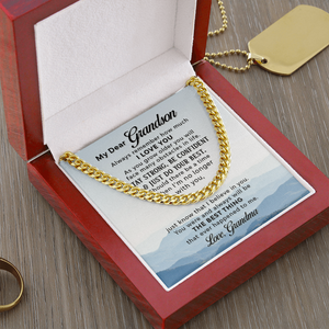 Necklace for Grandson - To My Dear Grandson Necklace from Grandma Always Remember How Much I Love You, Gift for Grandson Cuban Link Chain Necklace XL051N - TGV