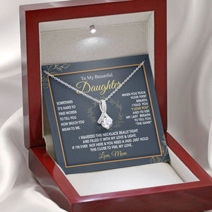To My Beautiful Daughter Granddauter Necklace Gift From Mom Dad Grandma Papa - I'd use the last breath to tell you I Love you - Personalized Love Knot, Eternal Hope, Alluring Beauty Necklace 052A - TGV