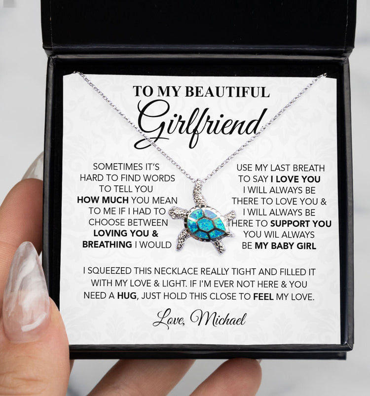 To My Beautiful Soulmate, Wife Necklace Gift - I would use my last breath to say I love you My Baby Girl Love Knot, Alluring Beauty, Sunflower, Turtle Necklace Girlfriend Gift- 363B - TGV