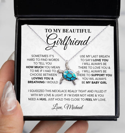 To My Beautiful Soulmate, Wife Necklace Gift - I would use my last breath to say I love you My Baby Girl Love Knot, Alluring Beauty, Sunflower, Turtle Necklace Girlfriend Gift- 363B - TGV