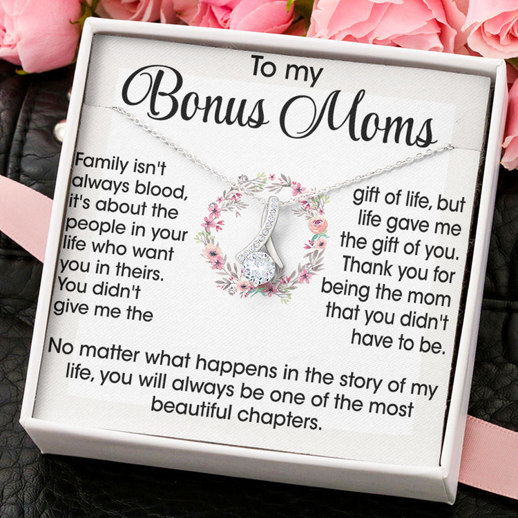 To My Bonus Mom Necklace Gift - Life gave me the gift of you Love Knot, Alluring Beauty, Eternal Hope Necklace 070C - TGV