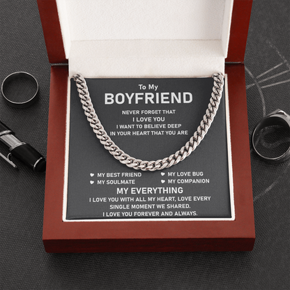 To My Boyfriend Necklace Gift You Are My Best Friend, My Love Bug, My Soulmate, My Companion, My Everything Cuban Link Chain Necklace 015I - TGV