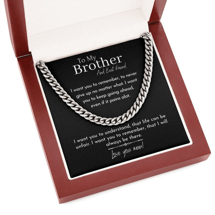 To My Brother And Best Friend Necklace, Love You Man, Cuban Link Chain Necklace - TGV