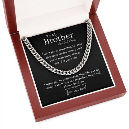 To My Brother And Best Friend Necklace, Love You Man, Cuban Link Chain Necklace - TGV