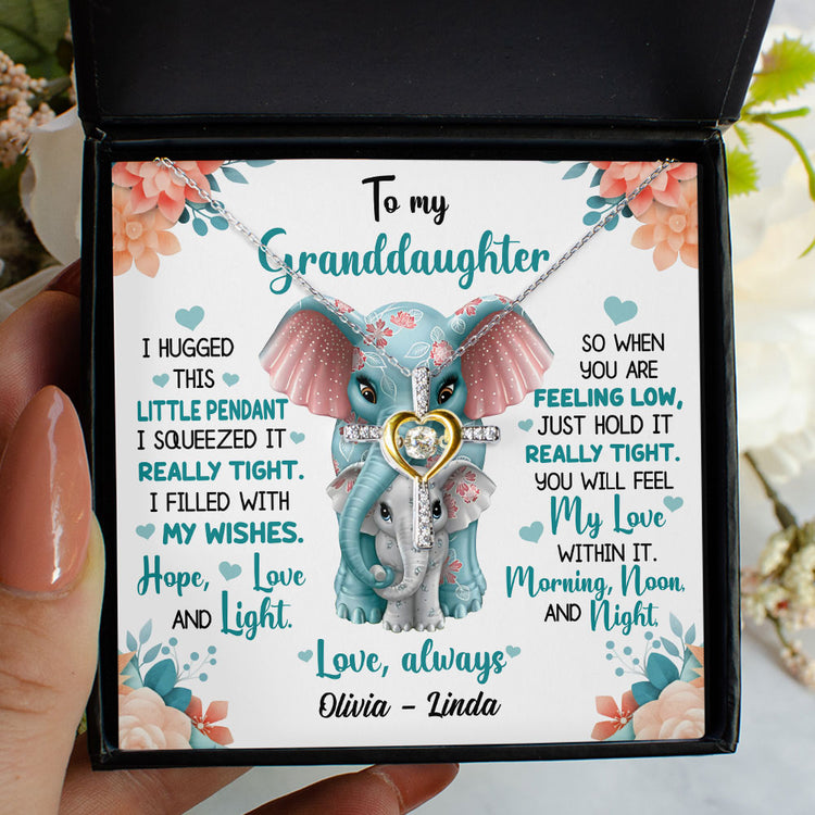 To My Daughter Granddaughter Necklace Cute Elephants I hugged this little pendant I squeezed it really tight - Personalized Love Knot Alluring Necklace 336H - TGV