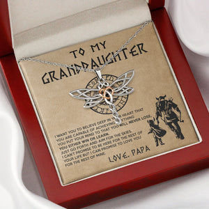 To My Daughter Granddaughter Necklace Gift - Viking Father Daughter Necklace Gift From Dad - Granddaughter Necklace Gift From Grandpa Papa - You either win or learn - Love Knot, Eternal Hope, Alluring Beauty Necklace 050C - TGV