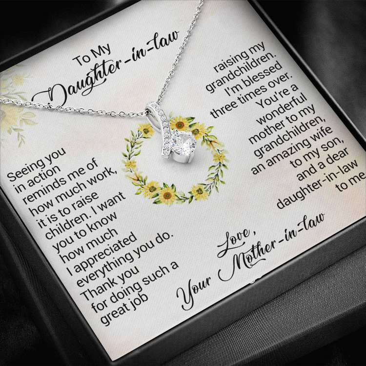 To My Daughter-In-Law - I am blessed three times over, Love Your Mother-In-Law, Birthday Gift, Alluring Beauty Necklace - TGV