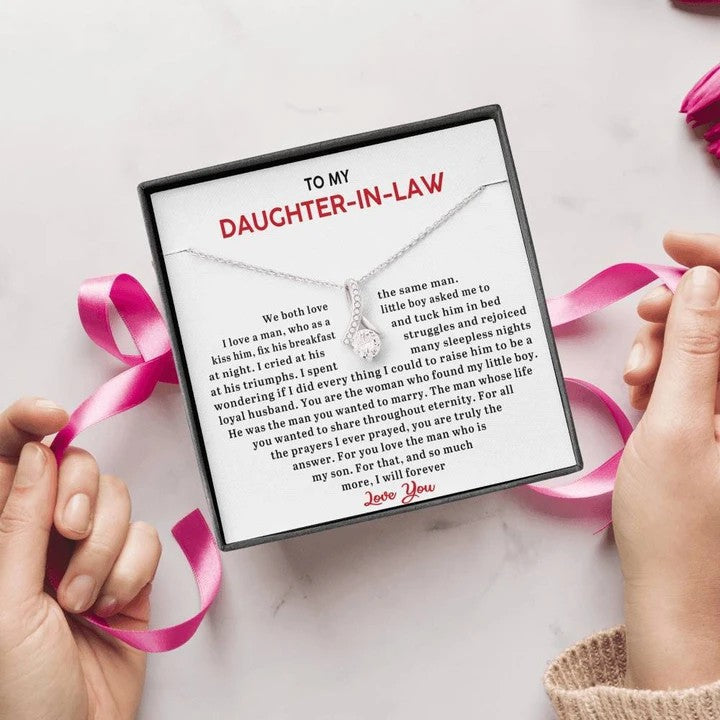 To My Daughter-In-Law Necklace Gift We both love the same man. For all the prayers I ever prayed, you are truly the answer Alluring Beauty Necklace 343Y - TGV