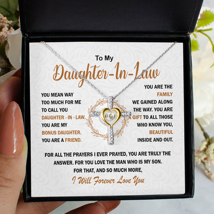 To My Daughter-in-law Necklace Gift, You are my bonus daughter, my friend, my family - Love Knot, Alluring, Eternal Hope Necklace 053D - TGV