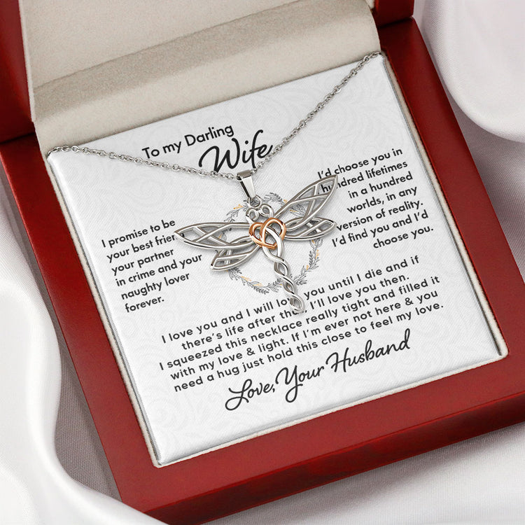 To My Girlfriend Soulmate Wife Necklace Gift - I promise to be your best friend, your partner in crime Love Knot Necklace, Alluring Beauty, Sunflower Necklace Gift from Husband 365B - TGV