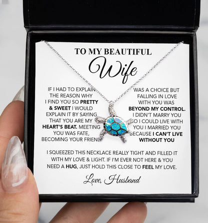 To My Smokin Hot Wife, Soulmate Necklace Gift - Pretty & Sweet You are my Heart's Beat Love Knot, Alluring Beauty, Sunflower, Turtle Necklace - 363A - TGV
