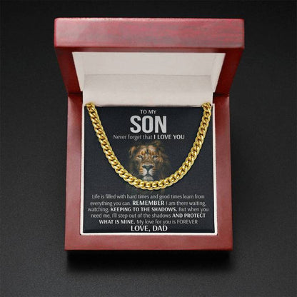To My Son Necklace - Keeping To The Shadows Cuban Link Chain Necklace Love, Dad - TGV