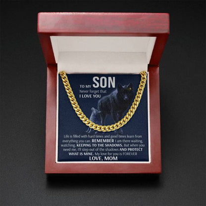 To My Son Necklace - Keeping To The Shadows Cuban Link Chain Necklace Love, Mom - TGV