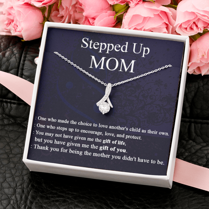To My Stepped Up Mom Necklace Gift - You may not have given me the gift of life, but you have given me the gift you you Alluring Beauty Necklace 343H - TGV