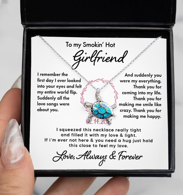 To My Wife Soulmate Girlfriend Necklace Gift I remember the first day I ever looked into your eyes - Custom Love Knot Necklace, Alluring Beauty, Sunflower Necklace Gift 003C - TGV