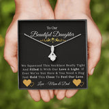To Our Beautiful Daughter From Mom & Dad Necklace, Just Hold This Close To Feel Our Love Alluring Beauty Necklace XL046D - TGV