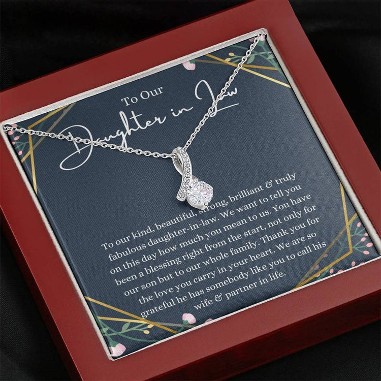 To Our Daughter-In-Law Necklace Gift On Wedding Day, Future Daughter In Law Wedding Gift, Bride Gift From Mother & Father In Law, Alluring Beauty Necklace - TGV