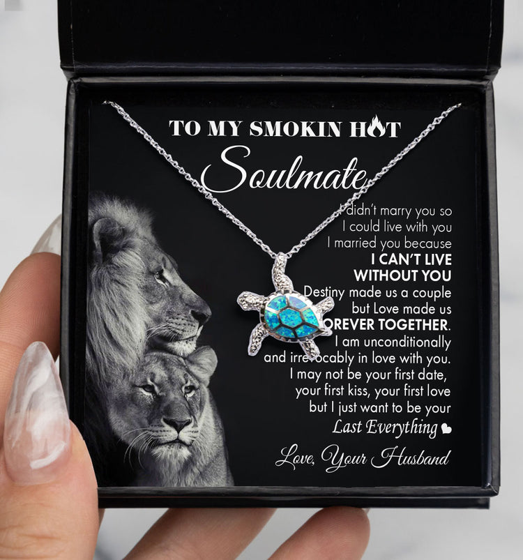 To my Wife Soulmate Necklace - Couple Lion I can't live without you Love Knot, Alluring Beauty, Sunflower Necklace 361D - TGV