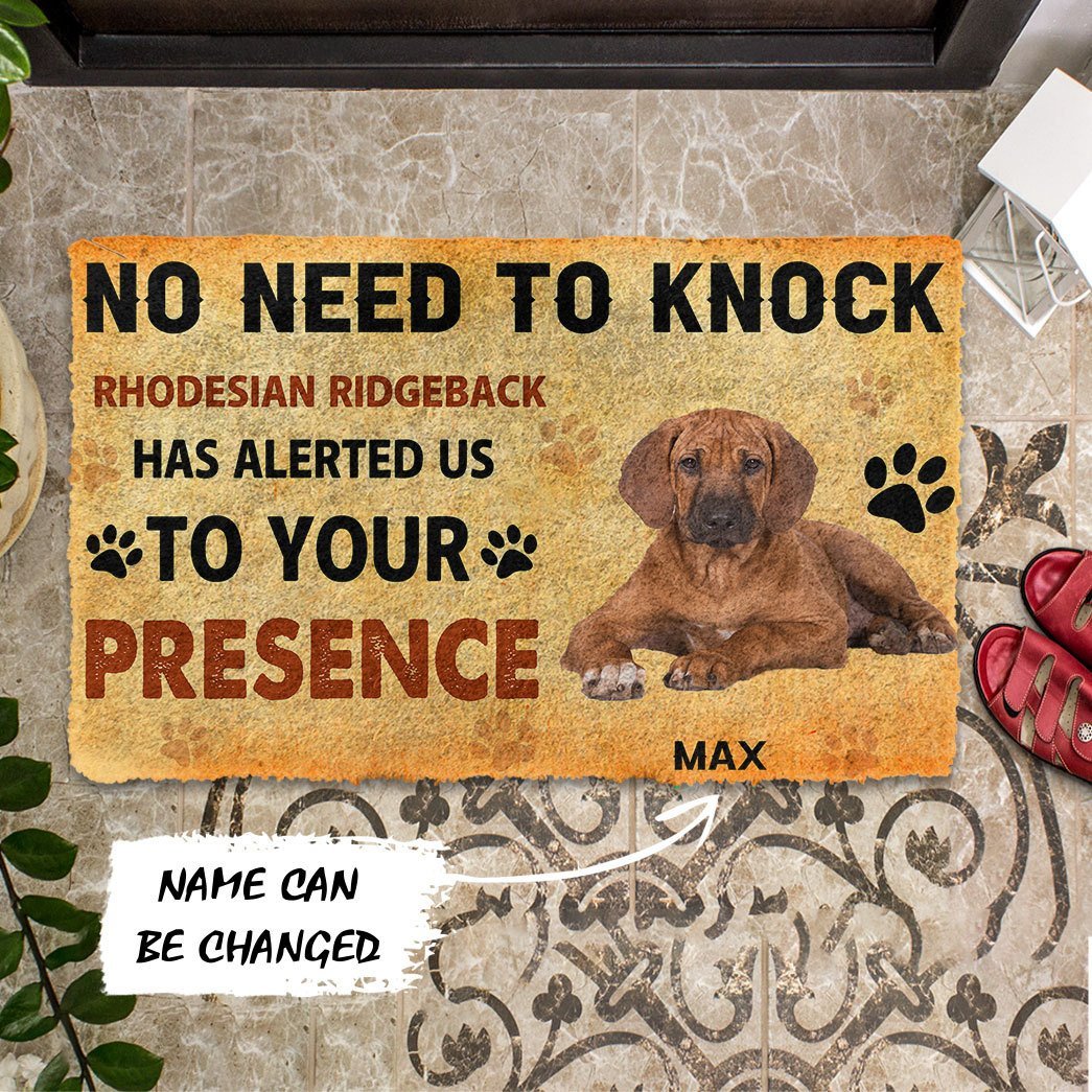 3D No Need To Knock Rhodesian Ridgeback Dog Custom Name Doormat