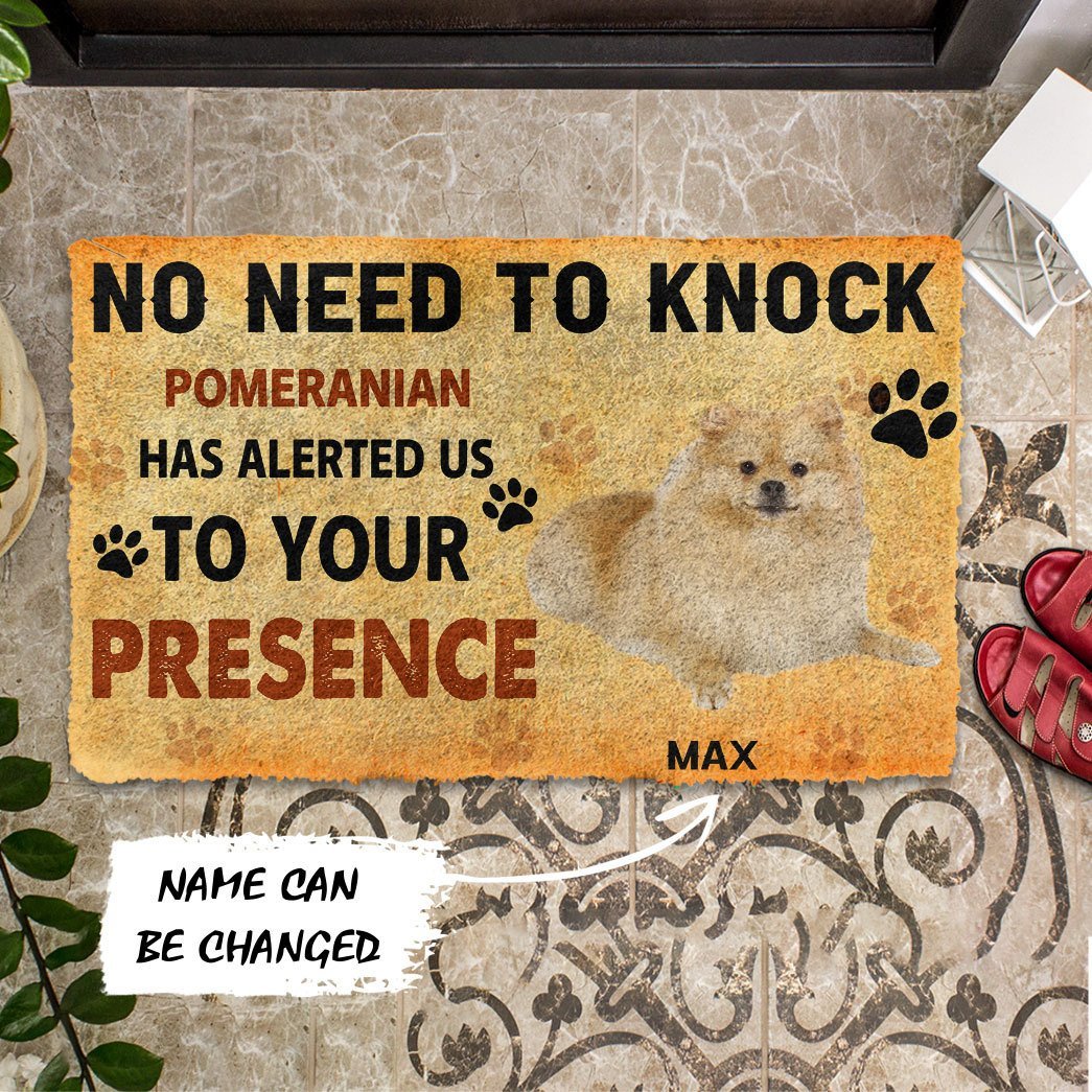 3D No Need To Knock Pomeranian Dog Custom Name Doormat