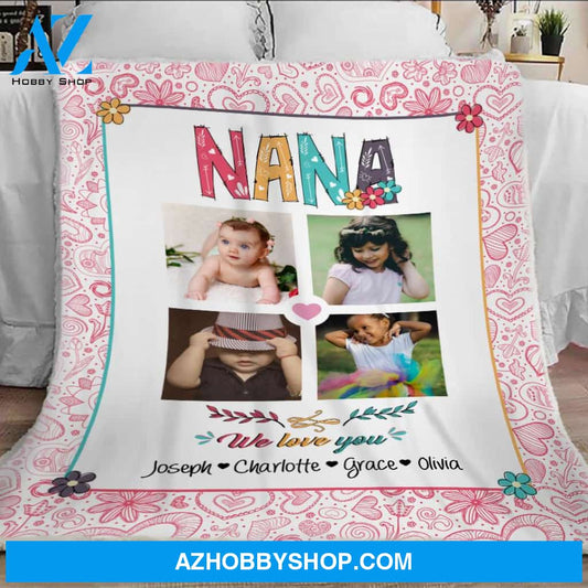 4 Photo Blanket, Picture Blanket, Nana Blanket, Grandma Blanket, Gift For Grandparents