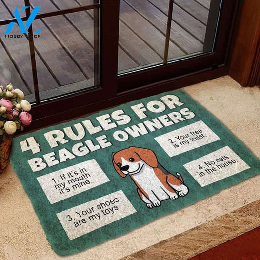4 Rules For Beagle Owners Doormat Indoor and Outdoor Doormat Warm House Gift Welcome Mat Gift for Friend Family