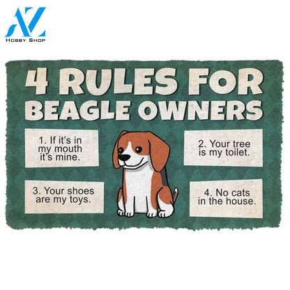 4 Rules For Beagle Owners Doormat Indoor and Outdoor Doormat Warm House Gift Welcome Mat Gift for Friend Family