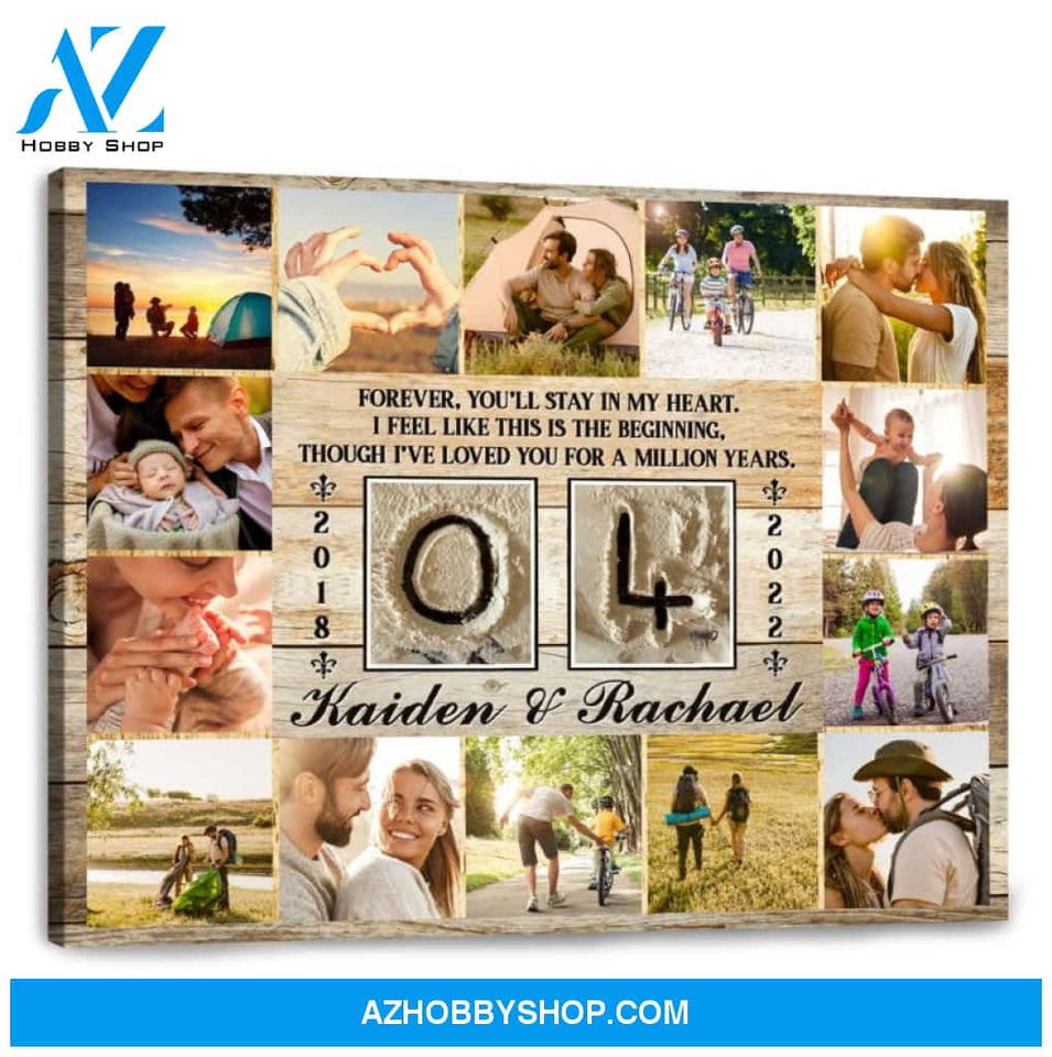 4 Year Wedding Anniversary Gift Personalized Love Canvas