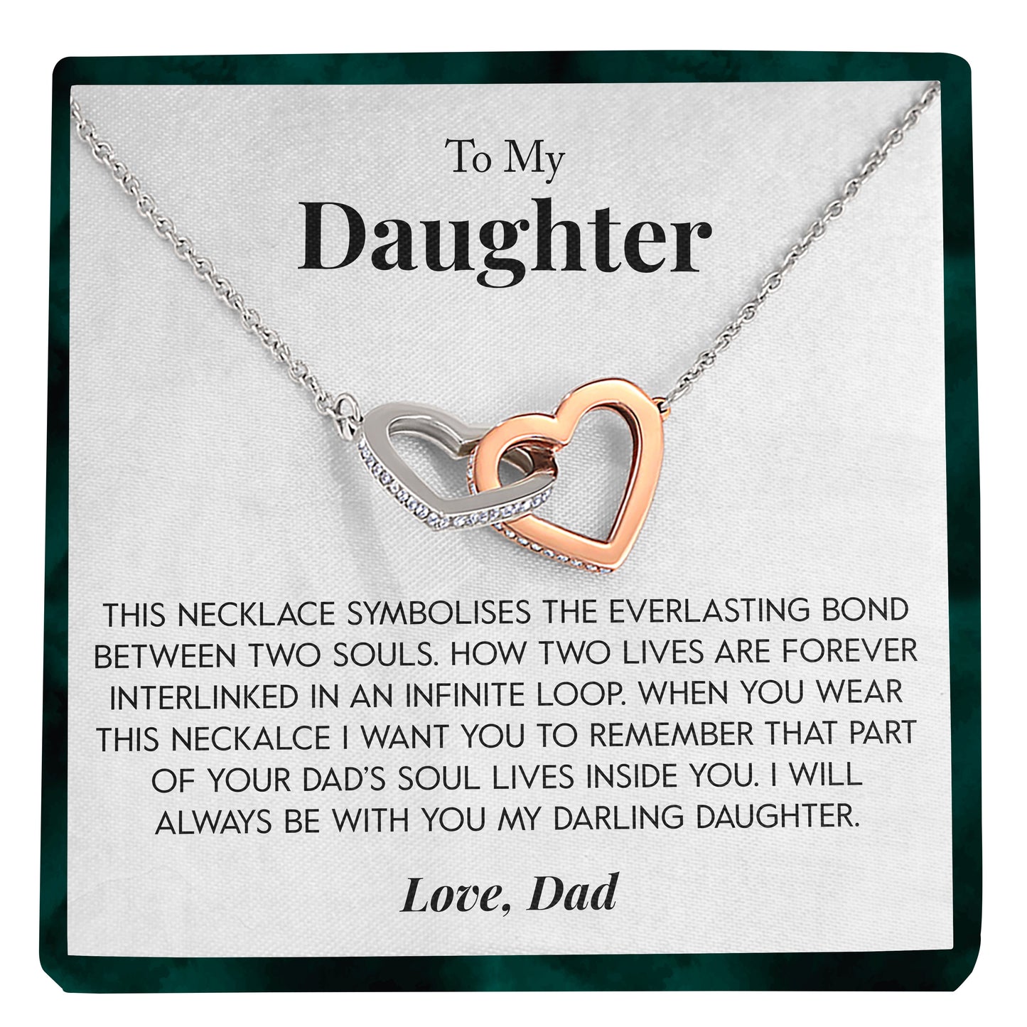 Interlocking Hearts Necklace- To My Daughter Everlasting Bond Cowgirl In Your Heart Together Forever Gift For Birthday, Christmas