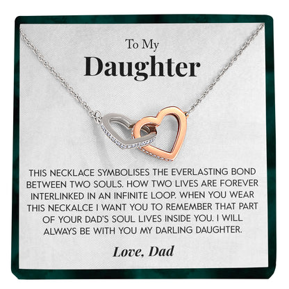 Interlocking Hearts Necklace- To My Daughter Everlasting Bond Cowgirl In Your Heart Together Forever Gift For Birthday, Christmas