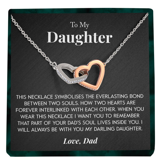 Interlocking Hearts Necklace- To My Daughter Everlasting Bond Cowgirl In Your Heart Together Forever Gift For Birthday, Christmas