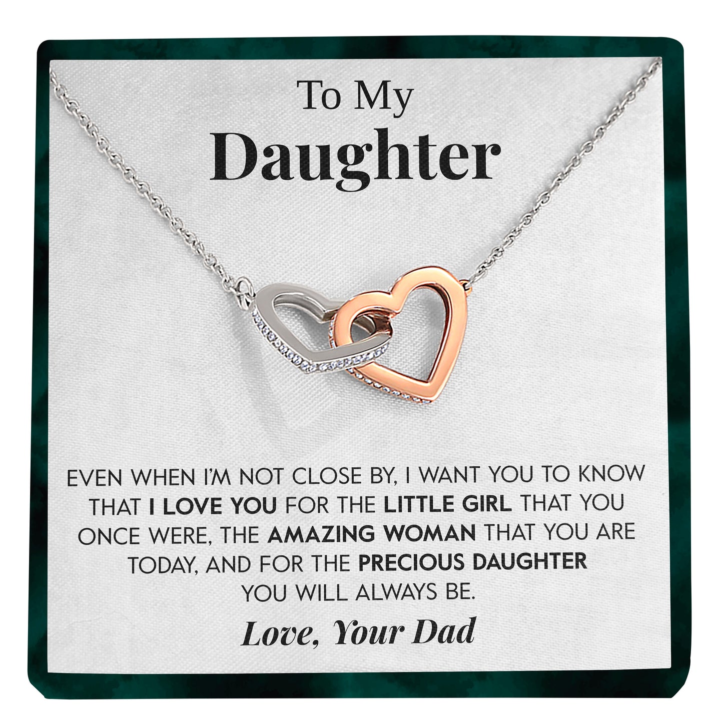 Interlocking Hearts Necklace- To My Daughter Everlasting Bond Cowgirl In Your Heart Together Forever Gift For Birthday, Christmas