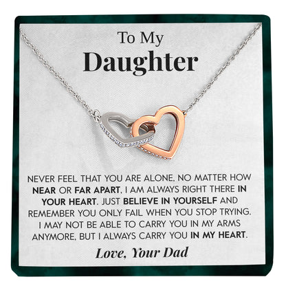 Interlocking Hearts Necklace- To My Daughter Everlasting Bond Cowgirl In Your Heart Together Forever Gift For Birthday, Christmas